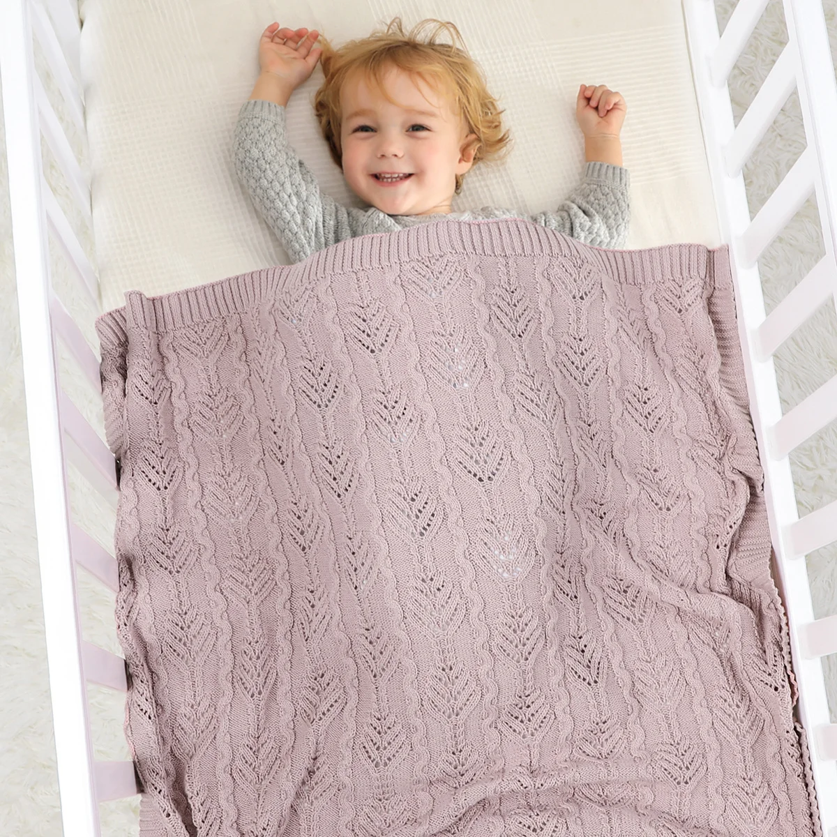 

Baby Blankets Knitted 100%Cotton Infant Boys Girls Swaddle Wrap for Stroller Sofa Carseat 100*80cm Children Outdoor Playing Mats