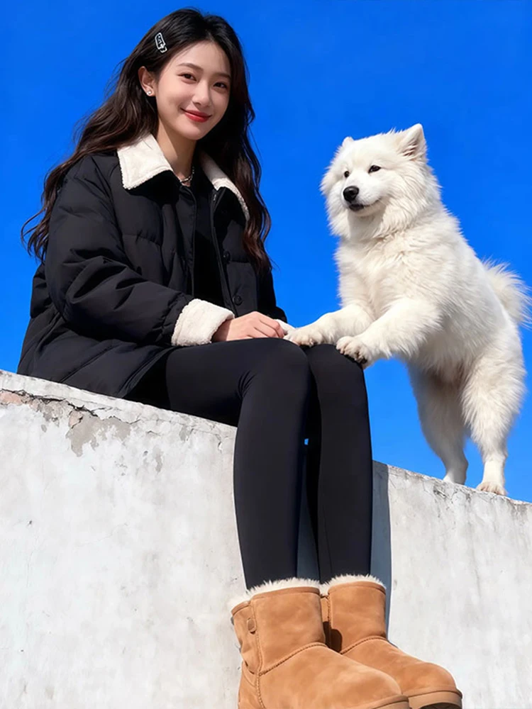 Korean Style Short Cotton Jacket Women's Fashionable Lamb Fur Collar Coat Winter Outerwear Compact Size Beautiful Cotton Clot...