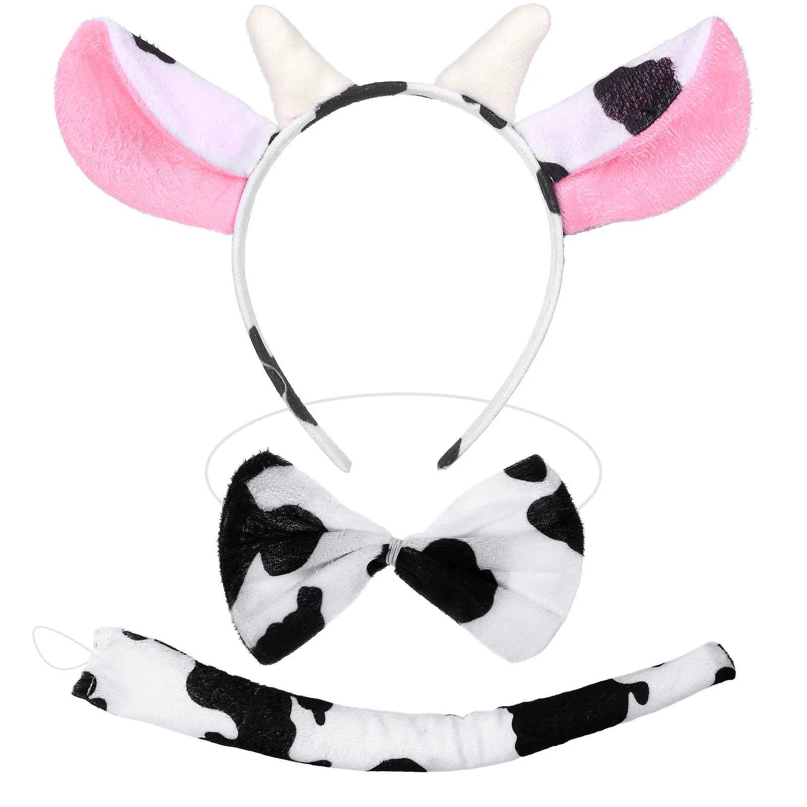 Juego de accesorios para disfraz de vaca, diadema con orejas, pajarita, cola para fiesta de Halloween, Carnaval, mascarada, accesorio divertido, 3 uds.