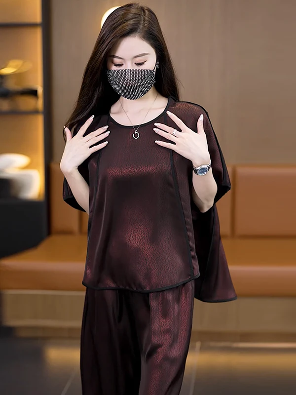 Conjunto feminino de duas peças Faionable plus size coleção verão Ele round Ne ort Sve calças de nove peças da MeimeiDa