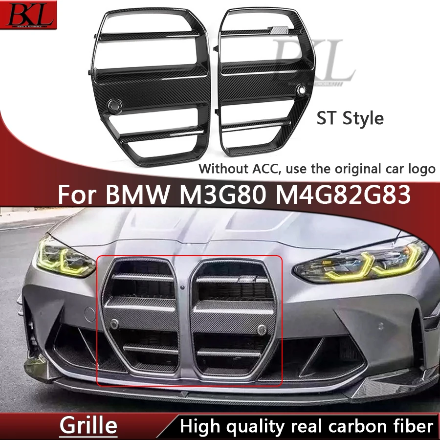 

For BMW M3 G80 M4 G82 G83 Dry Carbon Fiber Racing Grills Front Bumper Air Vent Cover Trim Foglamp Mesh Grill Frame body kit