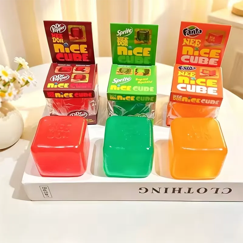 Needoh Dr Pepper Nice Cube & Dream Drop Sensory Toy Hamburger for Autism ADHD Squishy Stress Relief Anxiety Squeeze Pull Toy