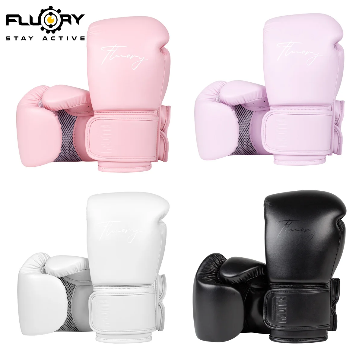 FLUORY الكبار قفازات الملاكمة العالمية بلون بولي Leather الجلود الرمل التدريب الملاكمة التايلاندية القتال الملاكمة التايلاندية قفازات المنافسة