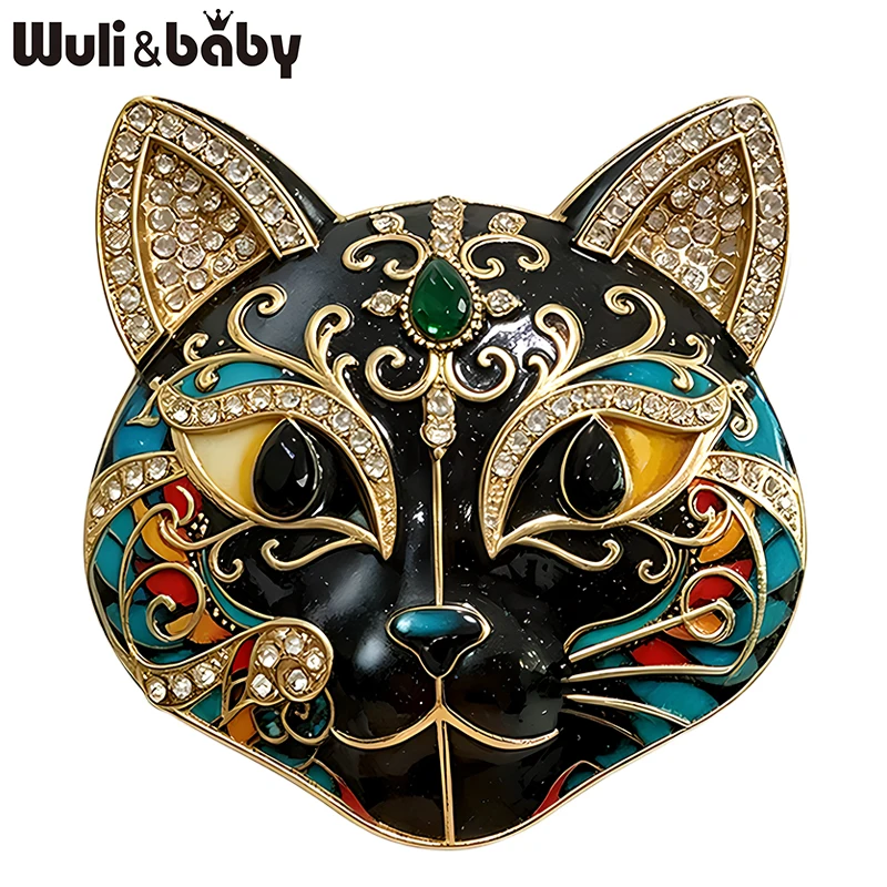 Wuli&baby Anmutige Katzenbroschen für Damen, Unisex, 6-farbig, Emaille, Strass, Katzenmotiv, Tier, Haustiere, Party-Broschen, Geschenke – Detail 3