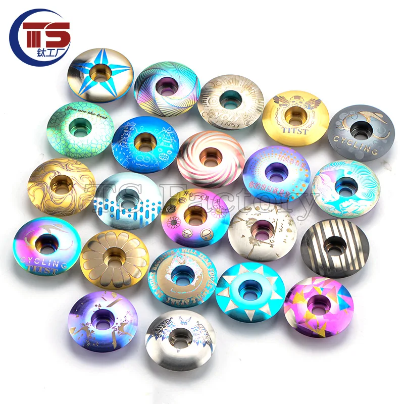 TS 1 set = 1 bolt and 1 cap titanium factory titanium alloy bowl set cover MTB bike fork top cover handlebar stand cover CNC upp
