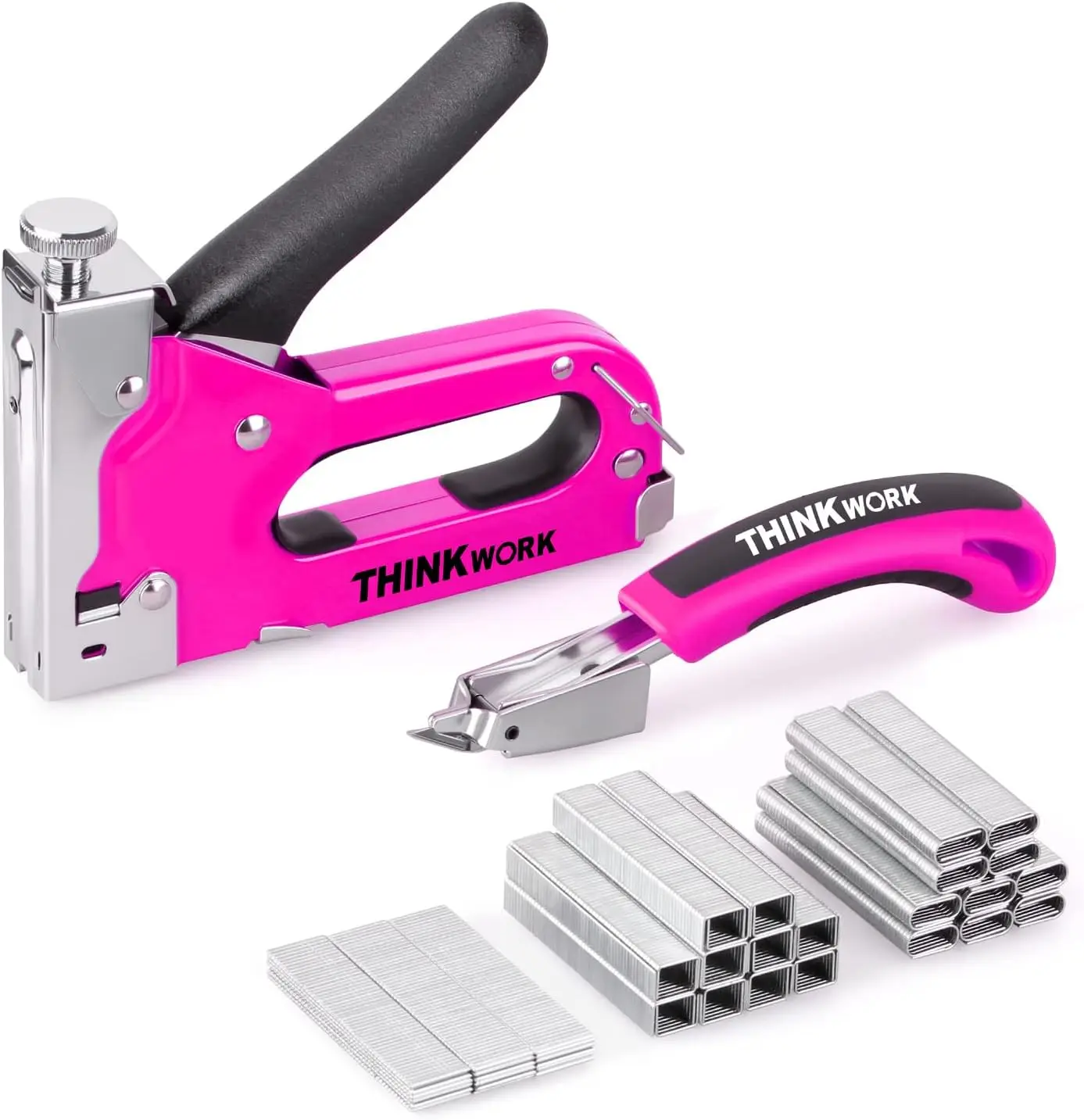 

3-in-1 Heavy Duty Staple Gun for Upholstery, Wood, Fabric, Wall Repair with 900 Staples, Easy to Use Manual Stapler