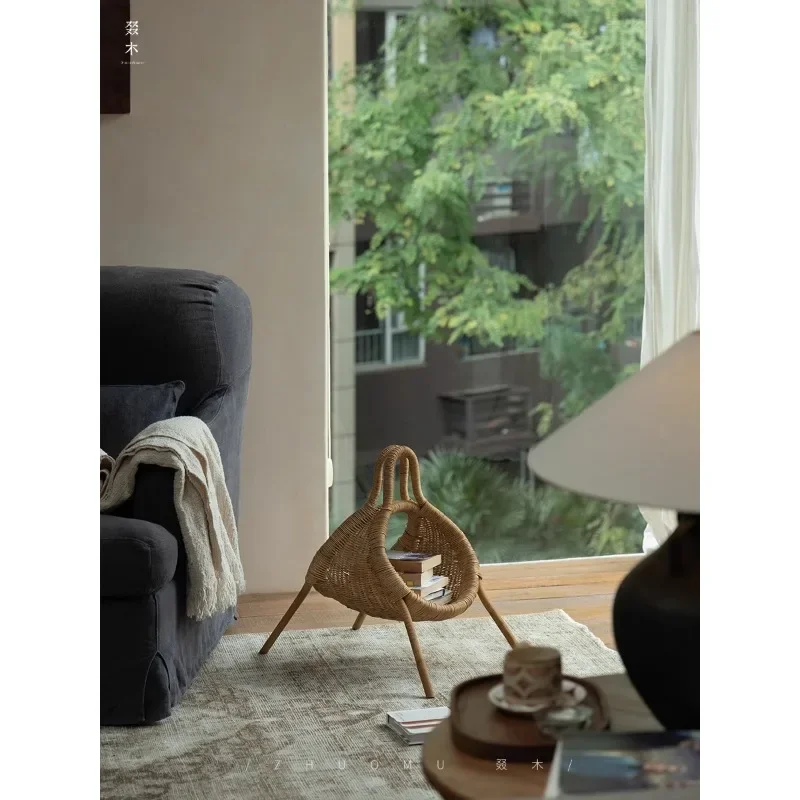 Wood | South East Asia Rattan Art\ Indonesia Natural Rattan Shelf Magazine Paper Basket Living Room Snack Storage Basket