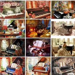 GATYZTORY Oil Painting By Numbers For Handicrafts Piano Woman Picture Coloring Home Decors Acrylic Paints For Adults Room Scene
