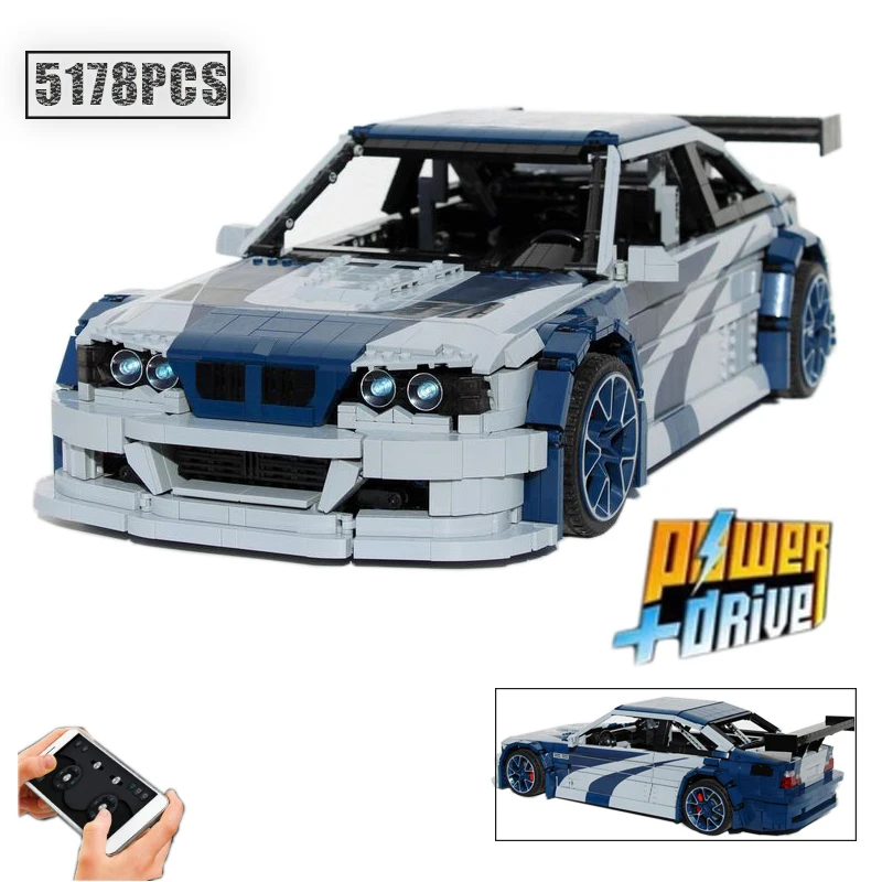 

2023 New 5178PCS M3 E46 GTR Most Wanted - RC Supercar Model Buiding Kit Block Self-locking Bricks Birthday Gift