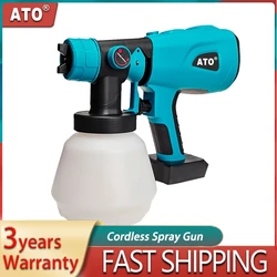 ATO 800ML Cordless Electric Spray Gun Paint Sprayer Auto Furniture Coating Airbrush Compatible With Makita 18v Battery