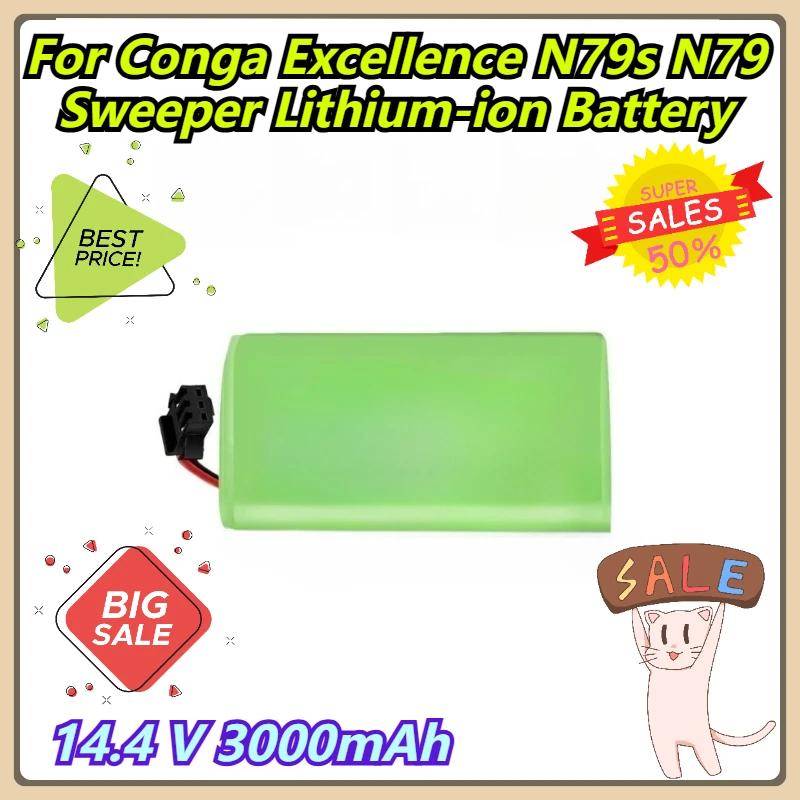 

14.4 V 3000mAh For Conga Excellence N79s N79 Sweeper Lithium-ion Battery