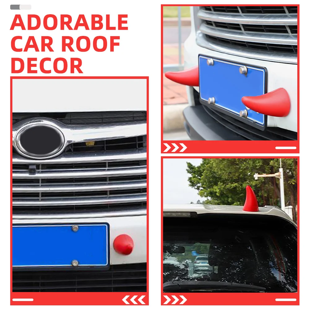 2 pçs decoração exterior automotivo chifres bonitos decorações do telhado do carro veículo fora ornamento halloween acessório do carro
