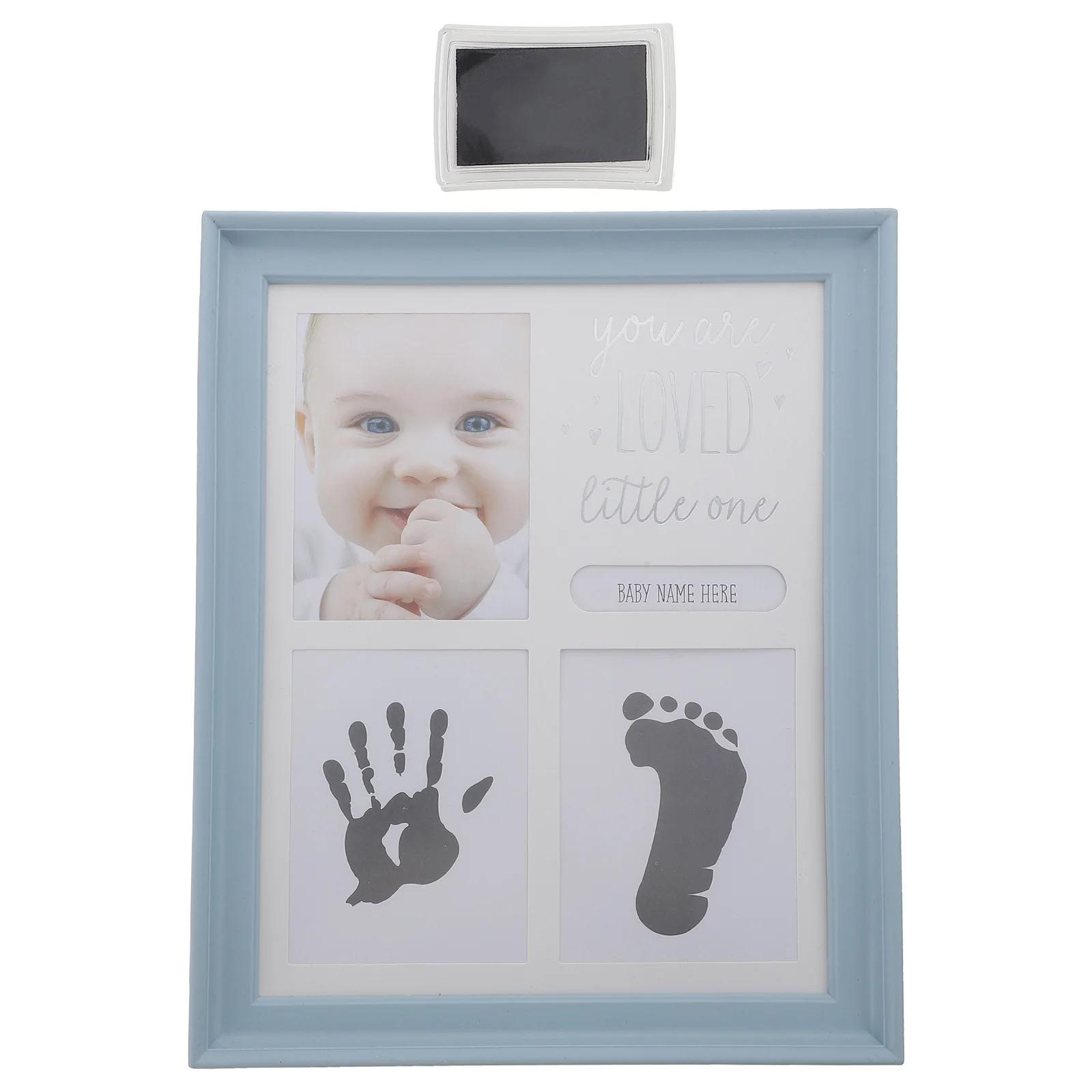 

Baby Hand Footprint Photo Frame Infant Gift Kit Keepsake Thick Cardboard Backboard Newborn Handprint Footprint Plastic PVC