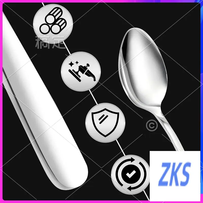 

ZZ-6Pcs Ложки для чая, кофе из нержавеющей стали с длинной ручкой, столовые приборы для мороженого