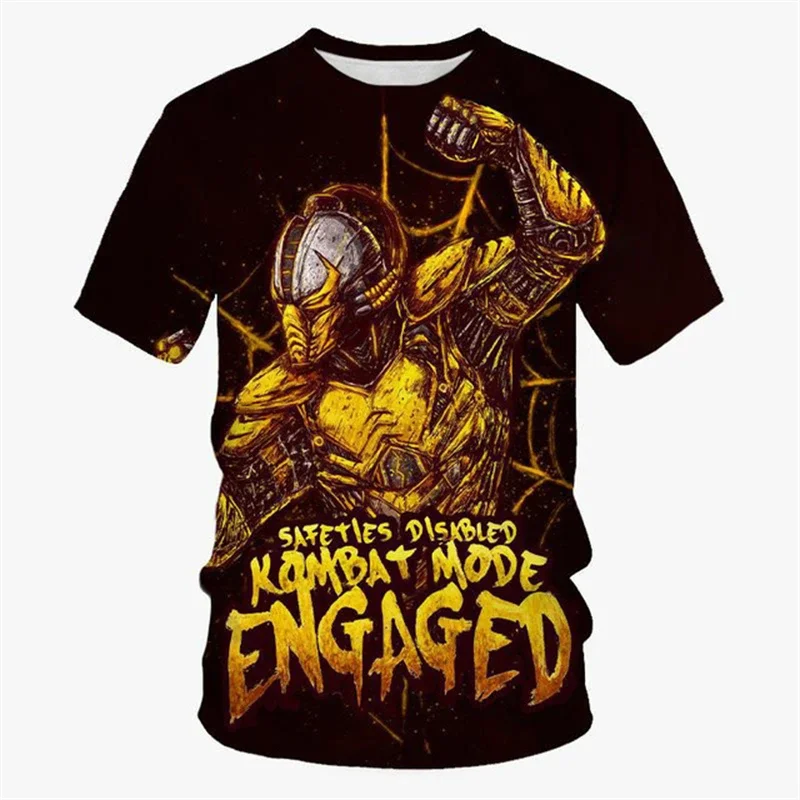 Fashion Men Dark Comic Warrior 3D All Over Print T-Shirt 3D Letter Quote Graphic Tee Fighting Character Casual Short Sleeve Tops