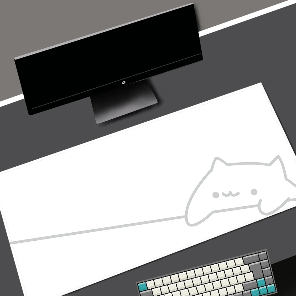 White Deskmat Black Cat Kawaii Mouse Pad Minimalistic Gaming Laptop Large Mousepad Anime Office Carpet Gamer Keyboard Mouse Mats