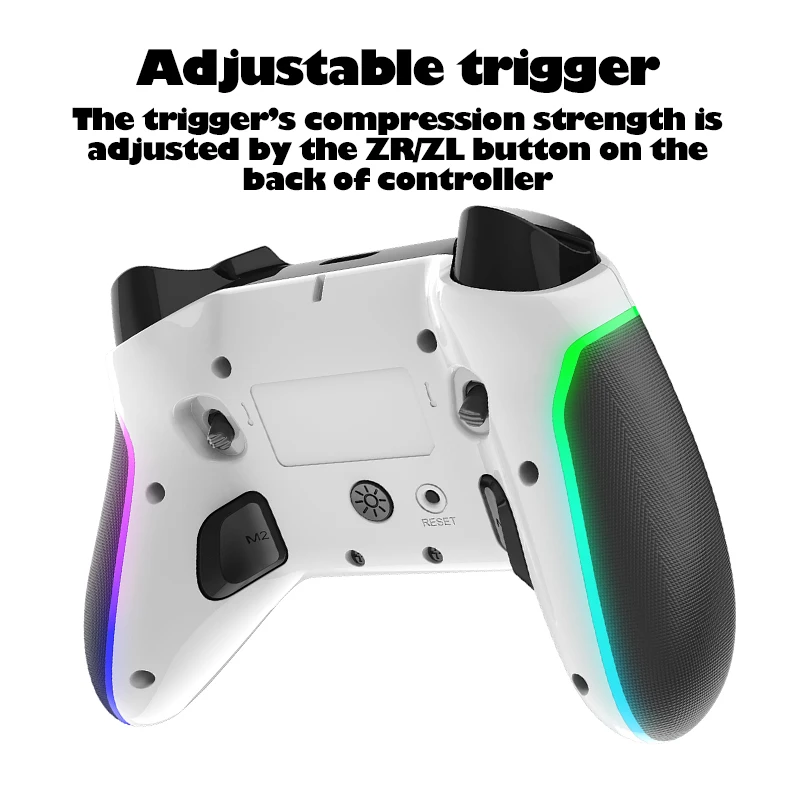 New Bluetooth Game Controller RGB Wireless Gamepad for Nintendo Switch/PC/Android/iOS/PS4,Adjustable Trigger,Mechanical Buttons