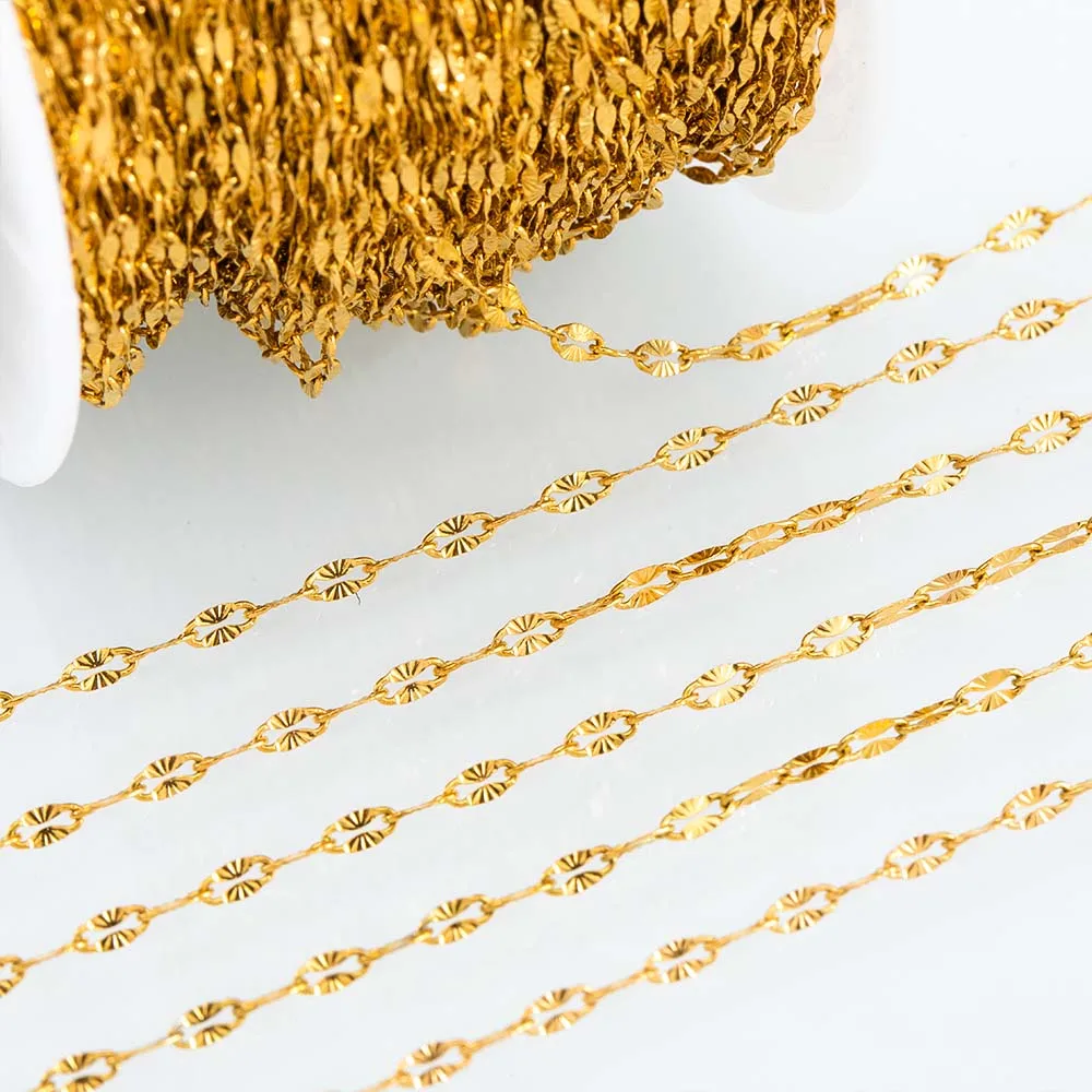 2 Meters Stainless Steel O Shape Thin Chain Radial Line Sunflower Chain for DIY Necklace Bracelet Jewelry Making Supplies