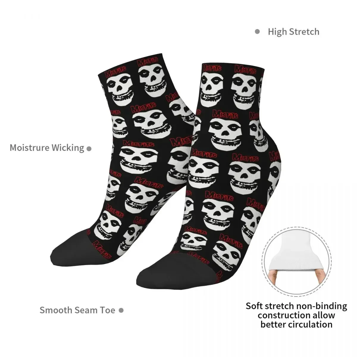 Misfits Skull (12) ถุงเท้า Harajuku Super Soft ถุงน่อง All Season ถุงเท้าอุปกรณ์เสริมสําหรับของขวัญคริสต์มาส Unisex