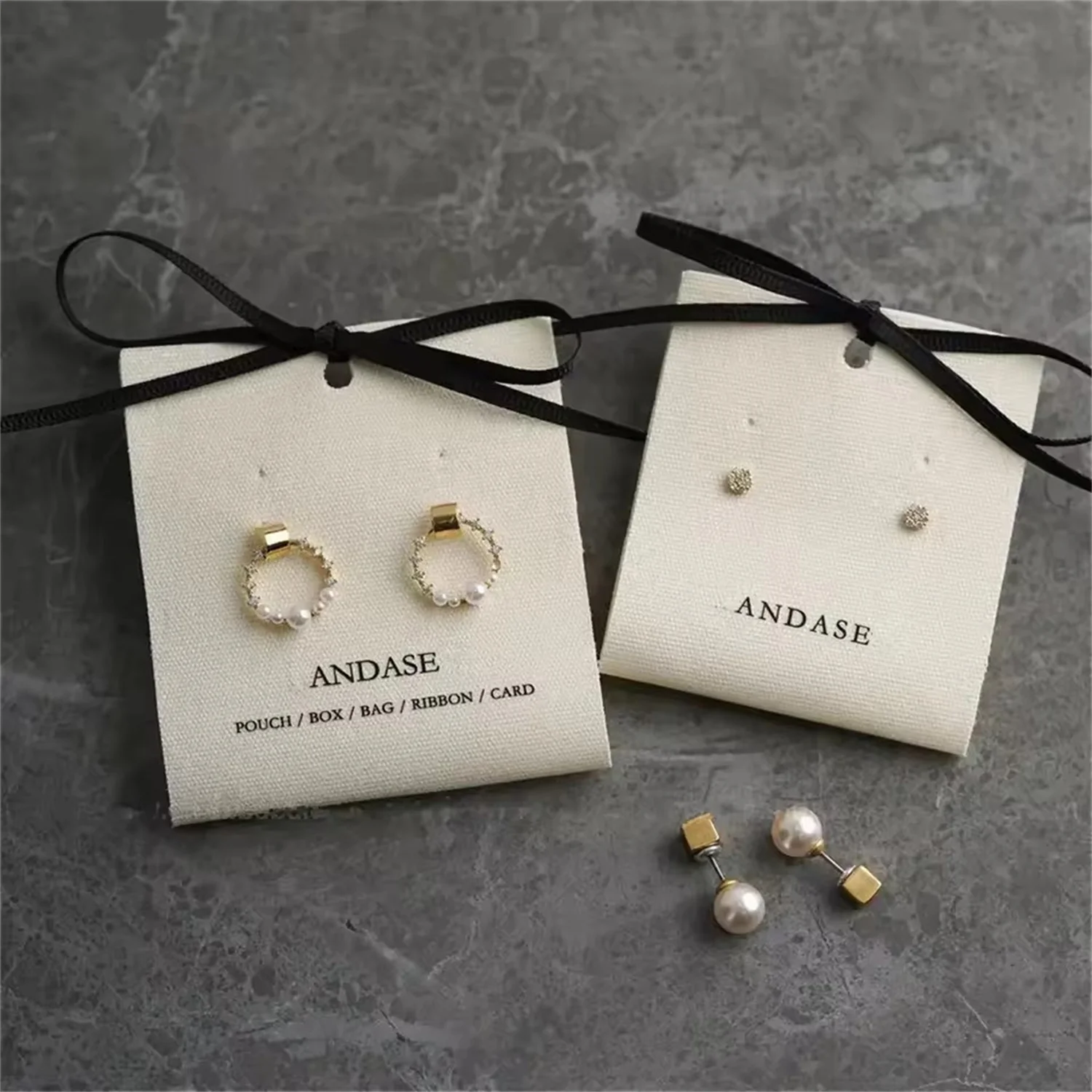 

100pcs Custom Logo Cotton Jewelry Package Earring Holder fabric Cards Tags hanging Earring Cards