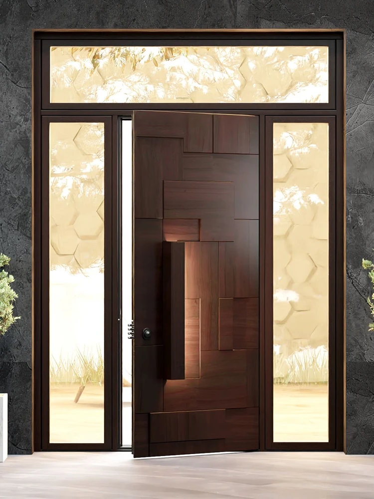 Sixinalu Entrance Door With Light Pivot Main Front Entry Exterior Doors Double Pattern Stereoscopic Aluminum Home Decor Custom
