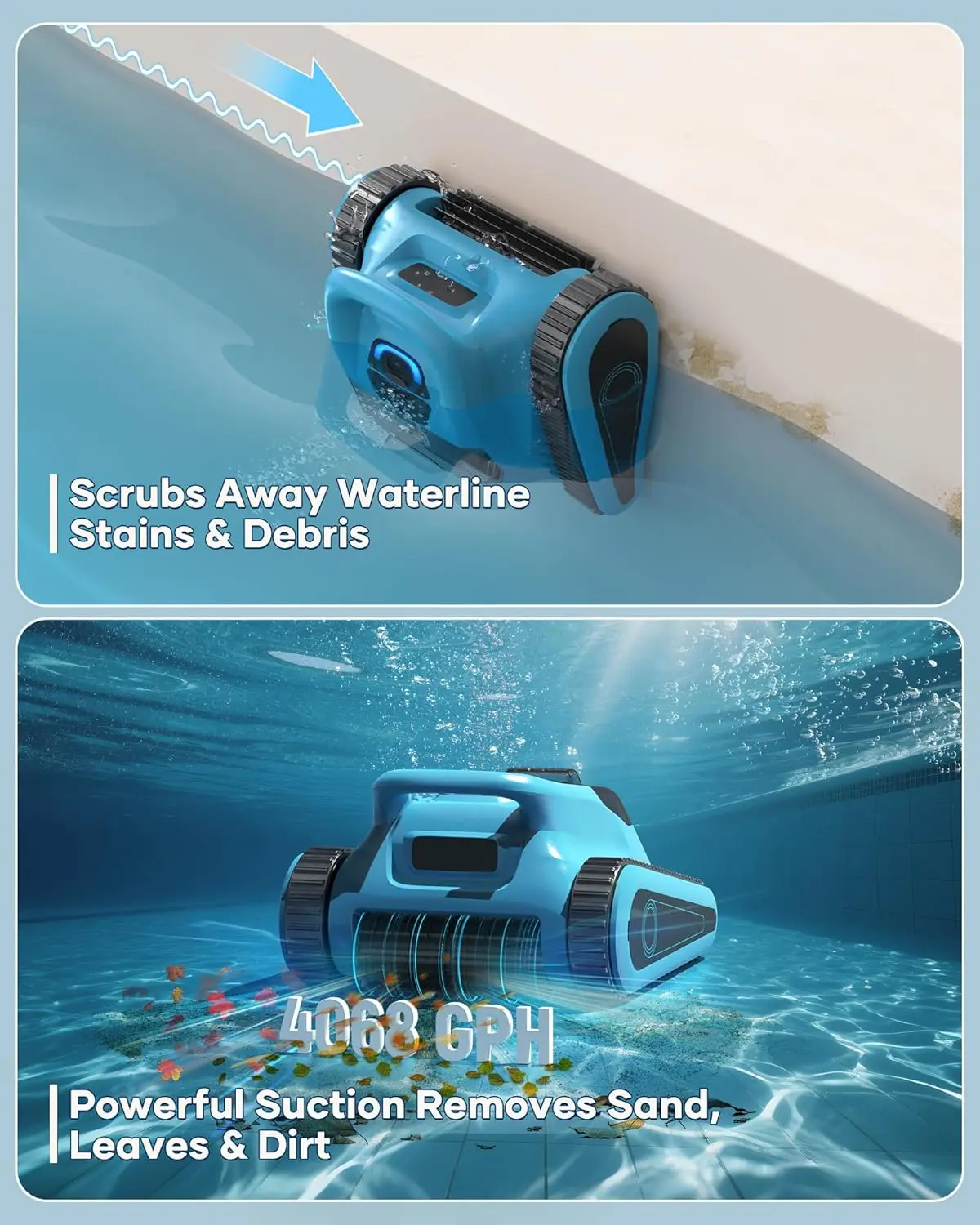 (2025 New) Cordless Pool Vacuum Robot with App Control, Wall & Waterline Cleaning,150 Mins Runtime, Smart Navigation, Robotic Po