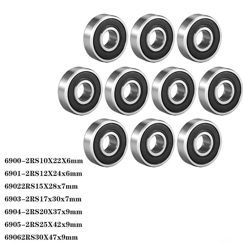 

10pcs Bearing 6900 6901 6902 6903 6904 6905 6906 2RS RS Deep Groove Ball Bearing Double Seal Thin Section 6905 2rs Ball Bearings