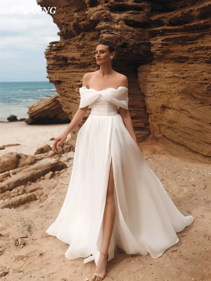Newest Wedding Dress A-Line Boat Neck WIth Split Off The Shoulder Custom Made Vestidos De Novias 2024