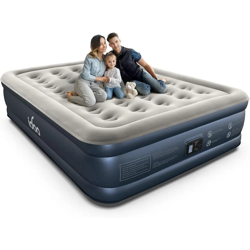 

Portable 18 Raised Air Mattress with Built-In Pump, Comfortable Inflatable Bed for Camping and Home Use, Collapsible, Supports U