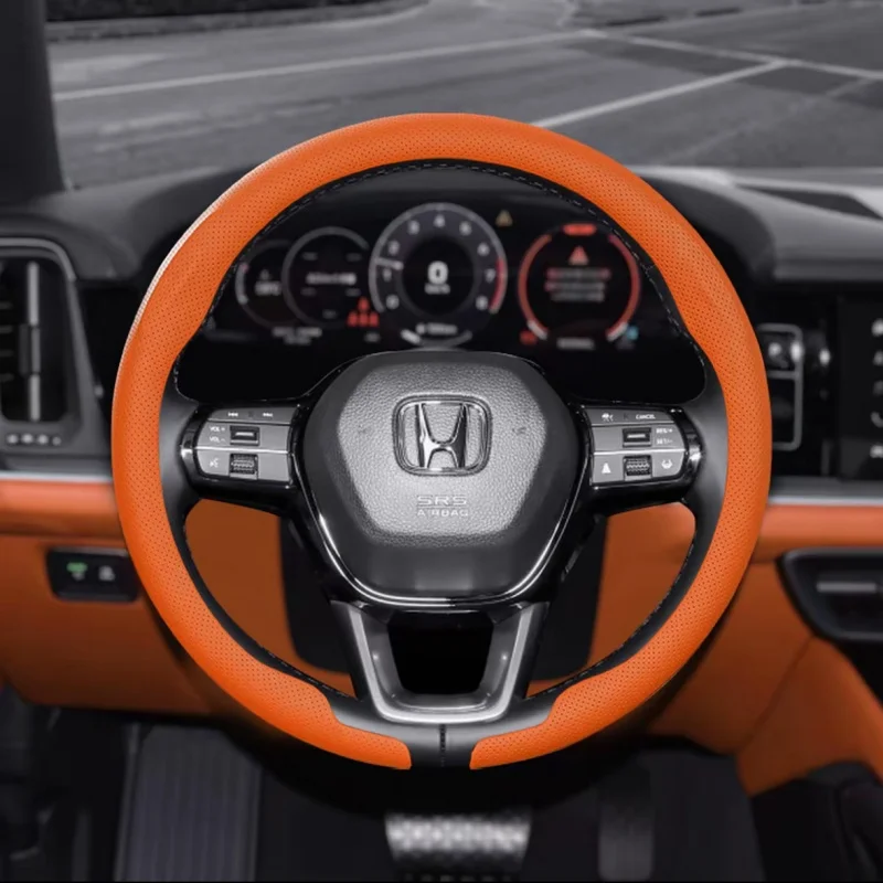 Leather Car Steering Wheel Cover For Honda Fit Civic Accord Jazz Stream CRV HRV URV Vezel Car Sreering Cover Auto Accessories