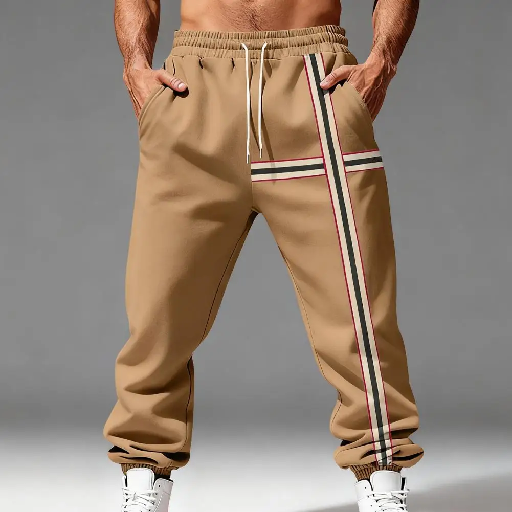 

Men Sweatpants Drawstring Reinforced Velvet Lining Sport Pants Loose Minimalist Casual Sports Sweatpants Added Fleece Joggers