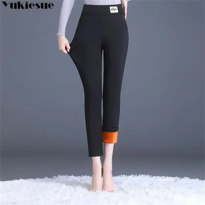 

Winter Women Fashion Hight Waist Leggings Stretchy Velvet Warm Pant Women Thicken Warm Comfortable Leisure Fleece Pencil Pants