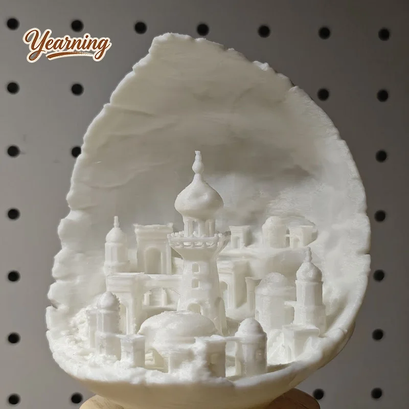 

3D Printed Moon Shape Middle East Castle Miniature Model Creative Desktop Ornament
