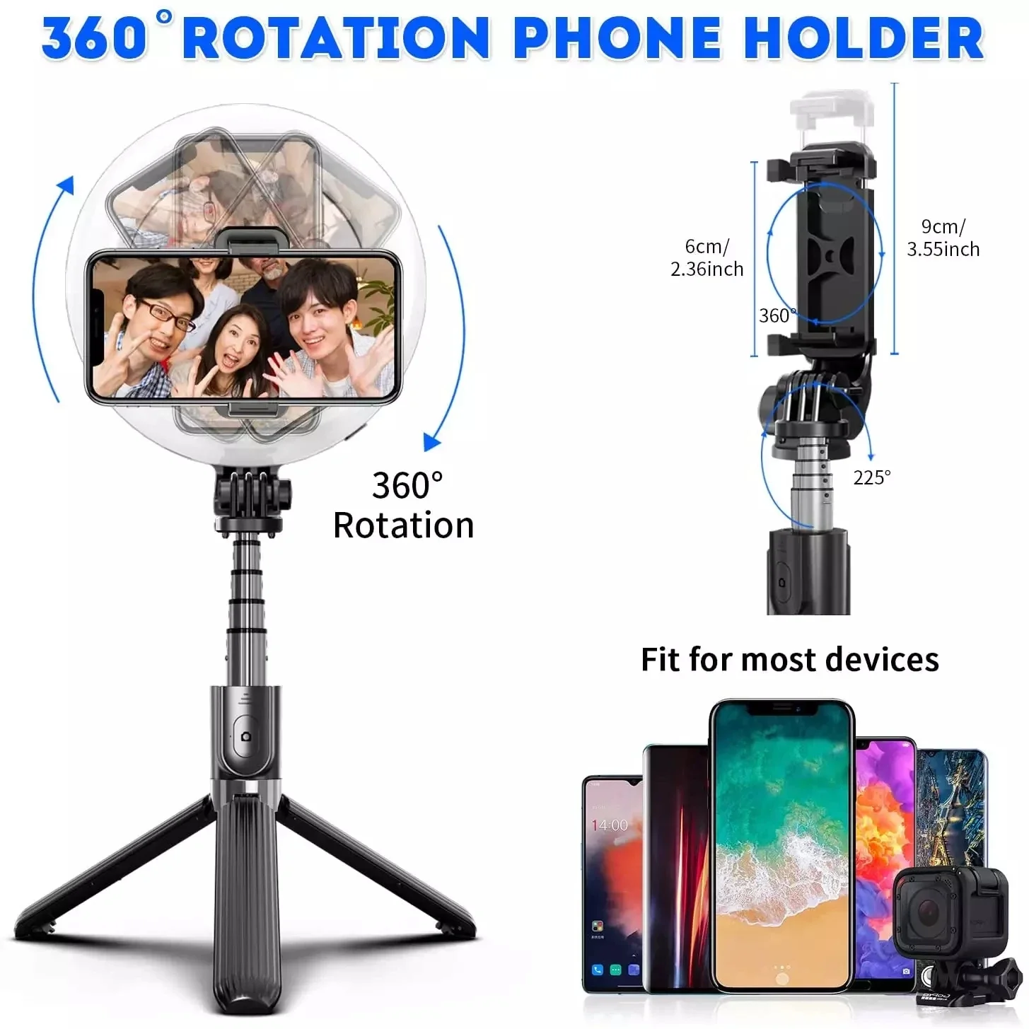 Perche à selfie avec trépied extensible, lumière de remplissage de diffusion en direct, portable, nouveau, offre spéciale, 6 pouces, LED, L07