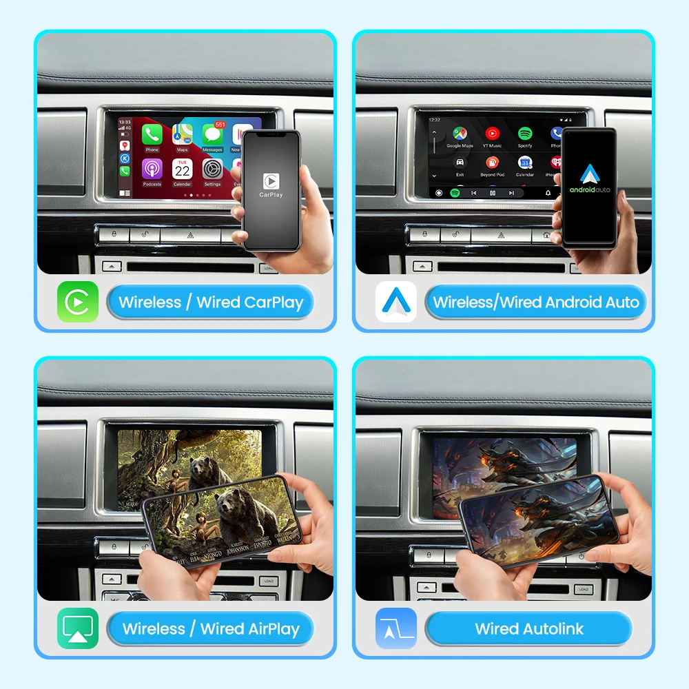 JoyeAuto Wireless Apple CarPlay Android Auto Retrofit Box for 2006-2012 Land Rover & Jaguar XF XK Mirror-Link AirPlay USB Flash