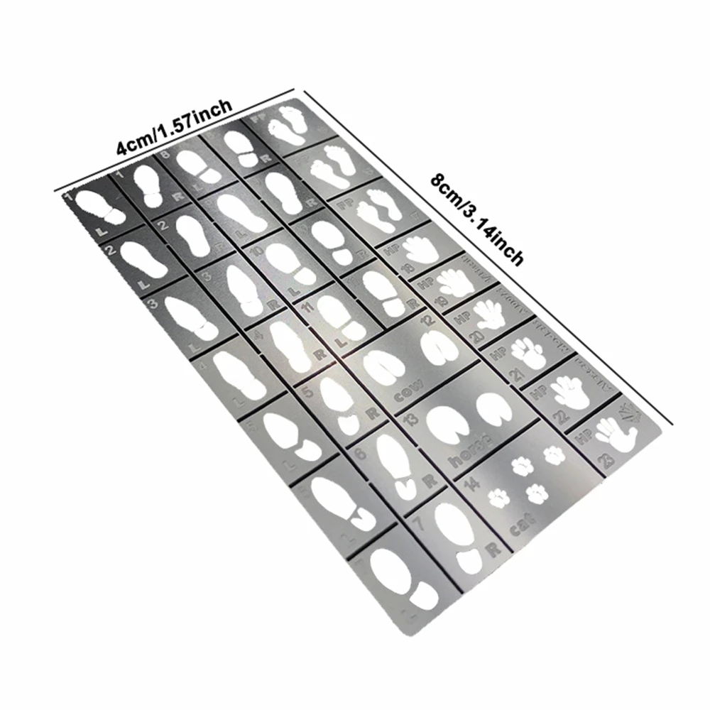 قالب الاستنسل رذاذ لوحة نموذج تسرب لوحة نسخ الإستنسل رذاذ اللوحة قالب الأحذية طباعة النخيل بصمة الحيوان