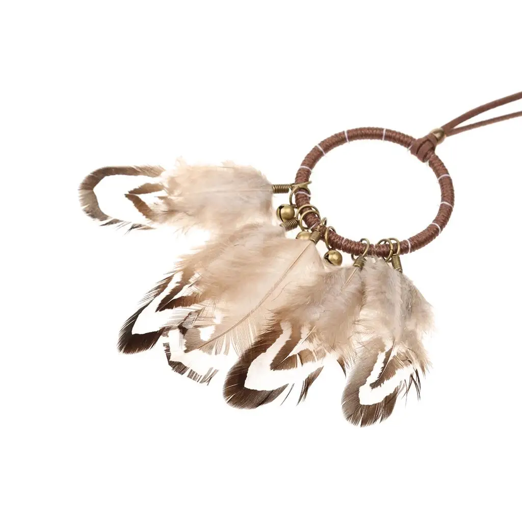 

Богемная мода Ловец снов перо кожаная цепочка с подвеской ожерелье # 4