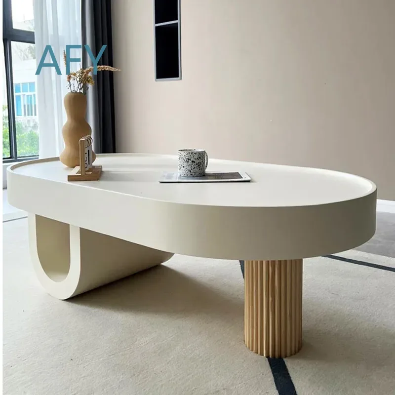 for Leisure Style Nordic White Coffee Tables Modern Luxury Vintage Table for Living Room Small Space Minimalist Design Wood