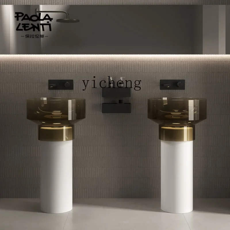 

w8- transparent integrated floor-to-ceiling wash basin color wash basin bathroom wash table column basin