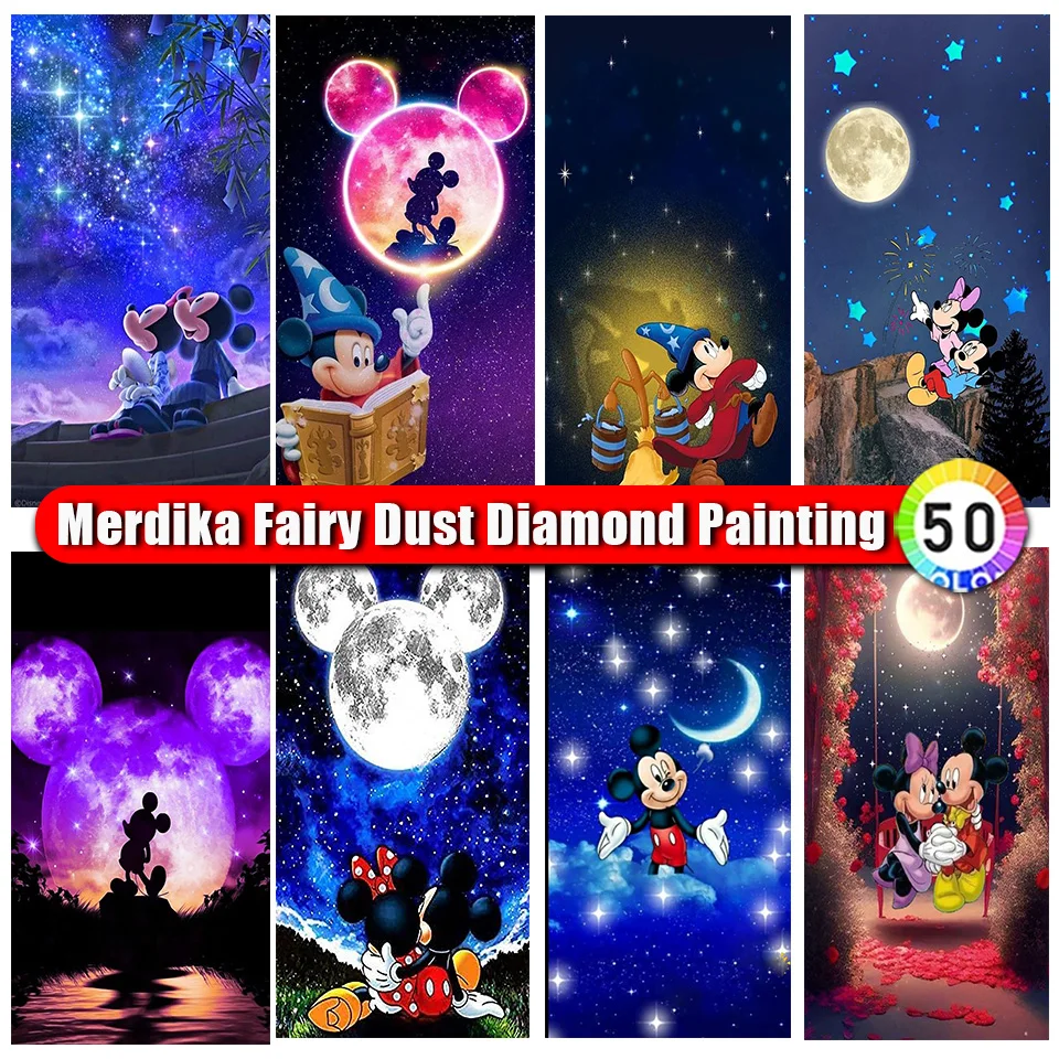 Picture Size Fairy Dust Diamond Painting Disney Mickey Mouse New 2024 Kit Embroidery Mosaic Cartoon Cross Stitch Home Decor Gift