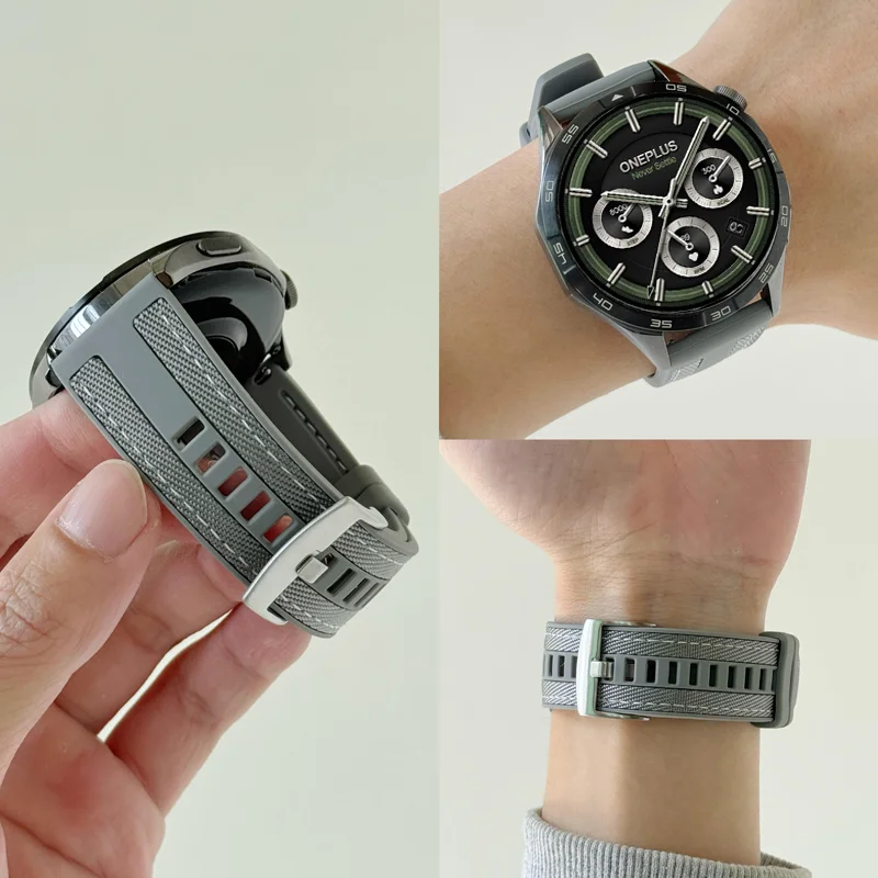 Strap For OnePlus Watch 3/2/2R//OPPO Watch X X2/4 Pro Composite Silicone Nylon Band 22mm Bracelet correa for HUAWEI watch bip 6