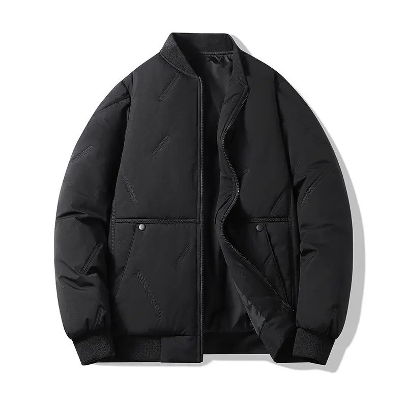 

Parka Men Winter Solid Color Down Jacket New Style Baseball Collar Grey Duck Down Jacket Warm Fashionable Youth Business Coat