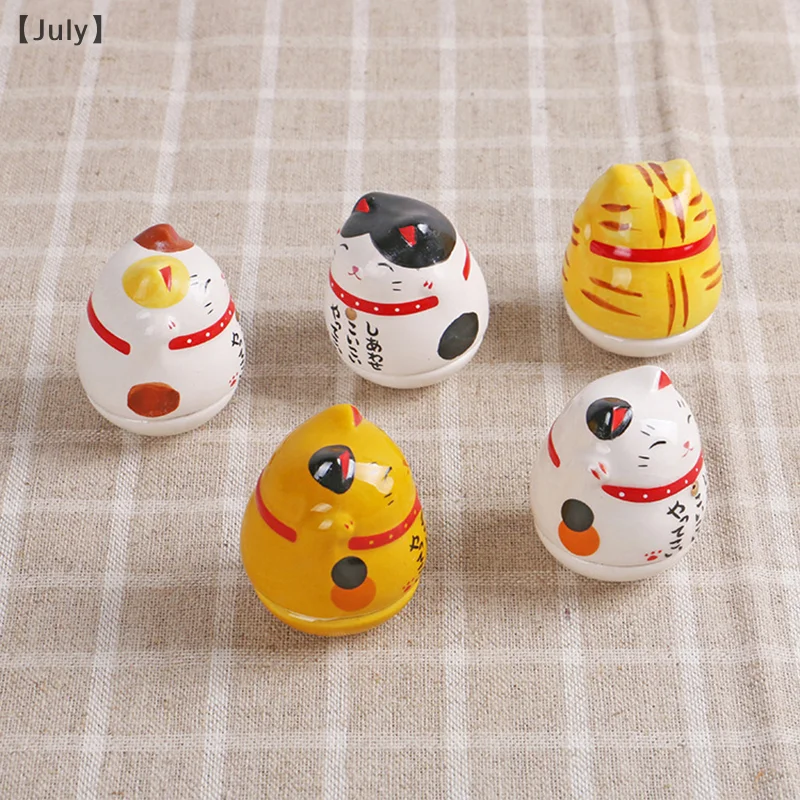 Japanese Ceramic Lucky Cat Tumbler Daruma Crafts Cartoon Lucky Cat Ornaments Landscape Home Decor Fortune Cat Statue Figurines