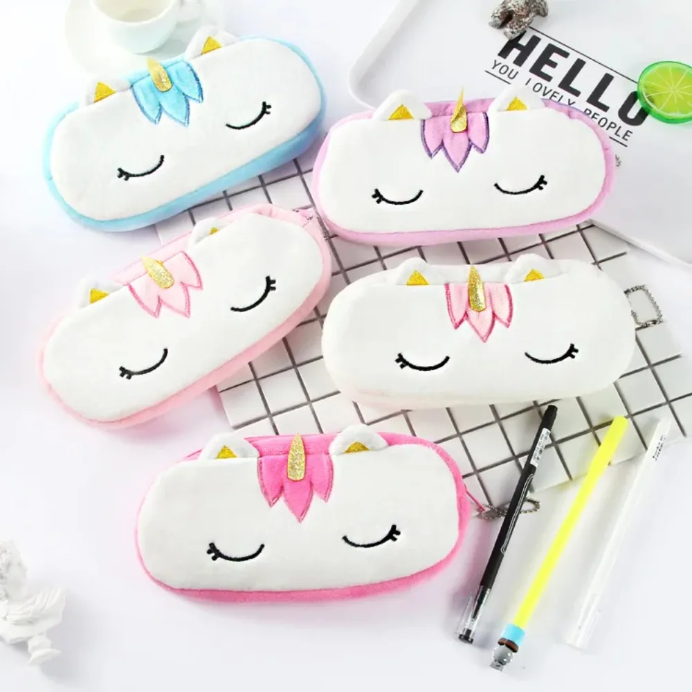 Kawaii Unicorn peluş kalem kutusu çanta anahtarlık kolye bozuk para cüzdanı cüzdan kılıfı okul malzemeleri hediye kalem kutusu