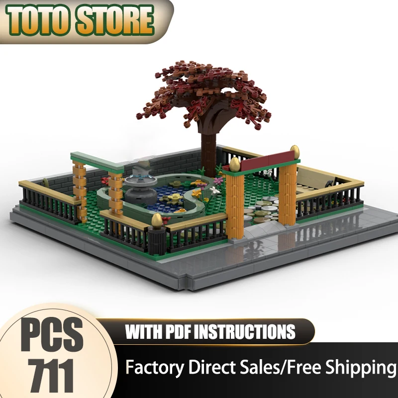 

City Street View Model Moc Building Bricks ModularThe Pond Garden Model Technology Modular Blocks Christmas Set DIY Toy Gifts