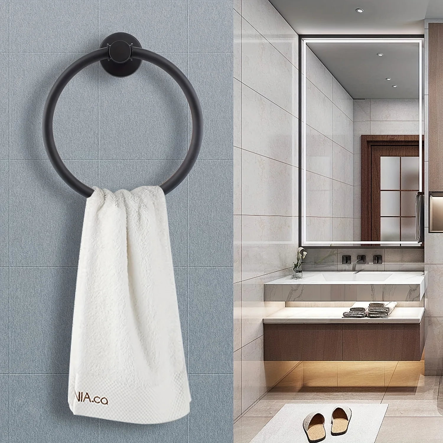 Stainless Steel Towel Ring - Rust-Resistant Wall Mount, Easy Installation - Modern Circular Holder for Bathroom/Lavatory