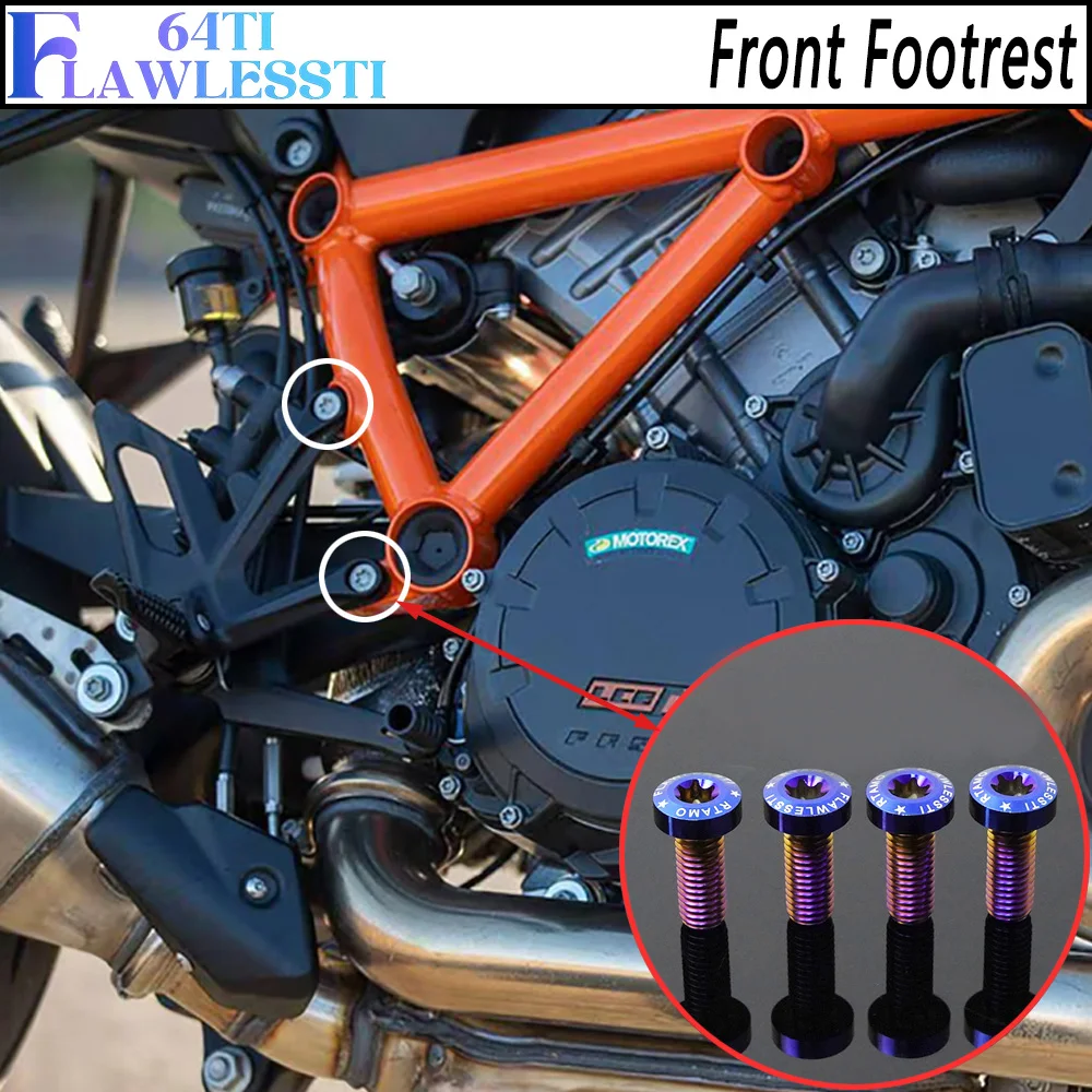 FLAWLESSTI Gr5 Titanium Bolt Footrest Brake Lever Gear Shift Lever Exhaust Pipe Bolt Rear Axle Nut For KTM 1290 Super Duke R