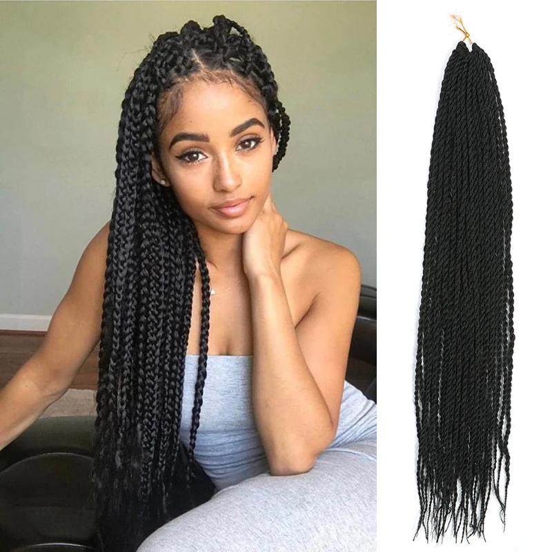 Box Braids Crochet Hair 24 Inch Crochet Braids Pre Looped Crochet Hair for Black Women Small Crochet Box Braids Knotless