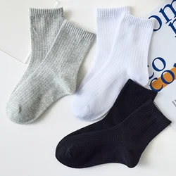 Lawadka Children's Socks Black White Gray Student Sport Socks For Kids Spring Summer Cotton Socks For Girls Boys 1-12Years 2024