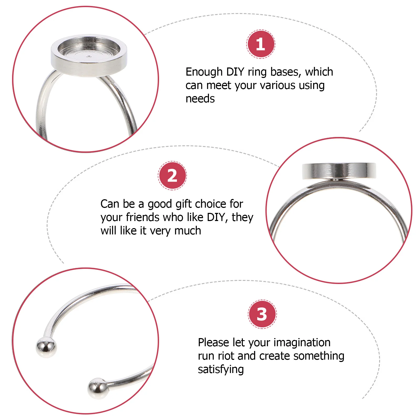 10 Pcs Knuckle Polishing Ring Setting Rings Bezels for DIY Stainless Steel Bracelets